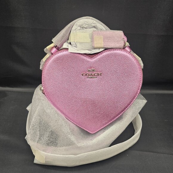 Coach Heart Crossbody Bag CP020 Metallic Lilac - Picture 1 of 10